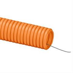 Труба гофрированная ПНД 32мм с протяжкой тяжелая оранжевая 25м